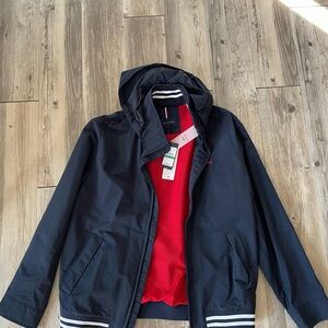 Tommy Hilfiger Navy Windbreaker with Red Lining